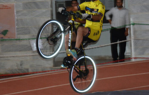 Unicycle with bicycle