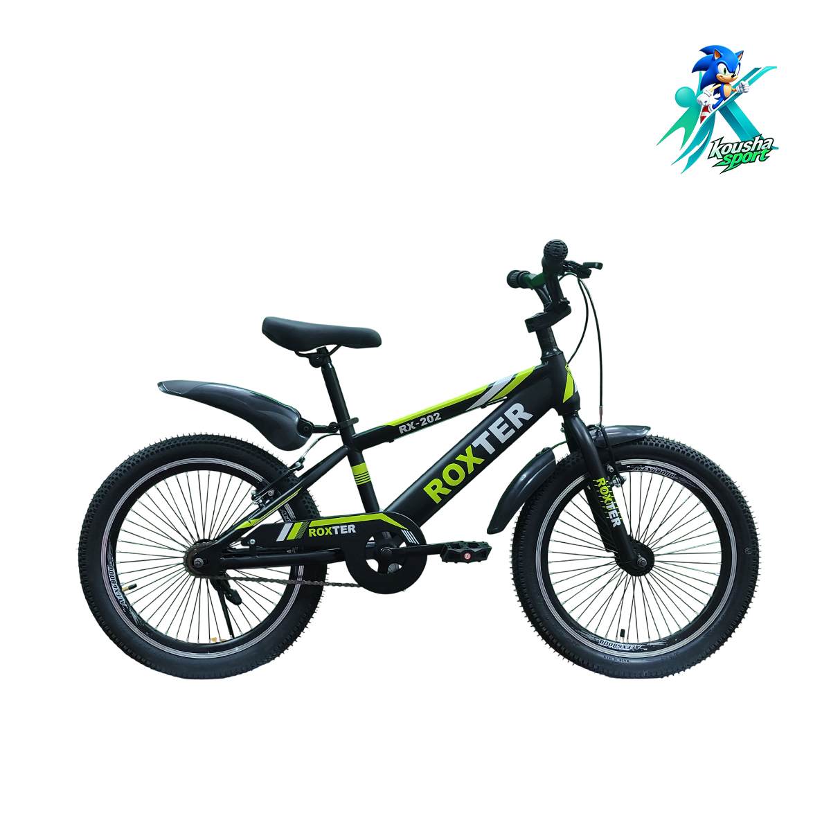 Bike-Roxter-20-boy-sport-steel-122007-4- 01-koushasport دوچرخه کودک روکستر مدل اسپرتی سایز 20 بدنه استیل مشکی سبز